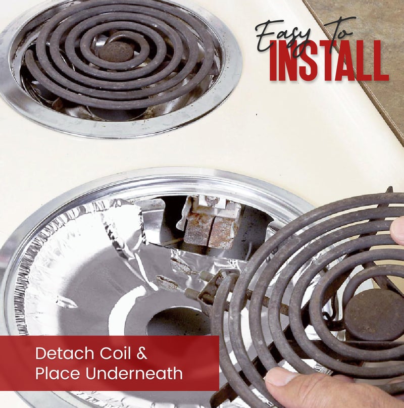 Linda's Essentials Heavy-Duty Aluminum Electric Stove Burner Covers (50 Pack) - Disposable Round Foil Liners (6 & 8 Inch), Non-Stick Drip Pan Protectors, Stove Top Covers, Great Kitchen Accessory for Easy Cleanup - Image 3
